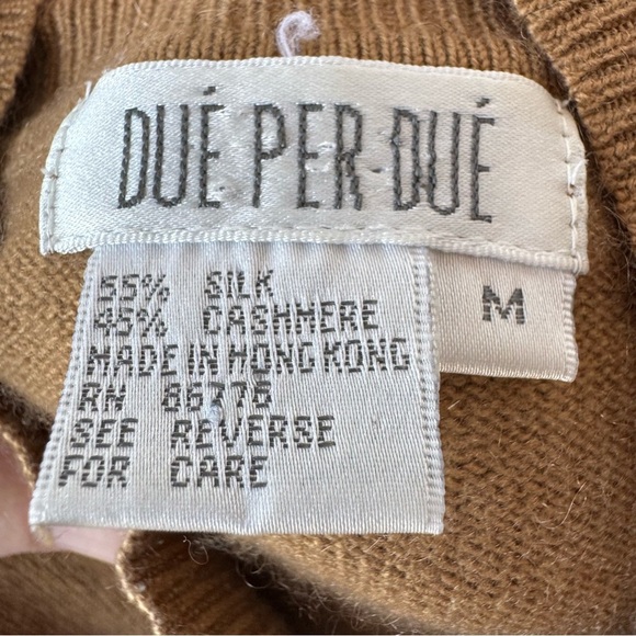 Dué per Dué Silk‎ Cashmere Blend women’s 3/4 Sleeve Mock Neck Sweater Tan Medium - Picture 5 of 5